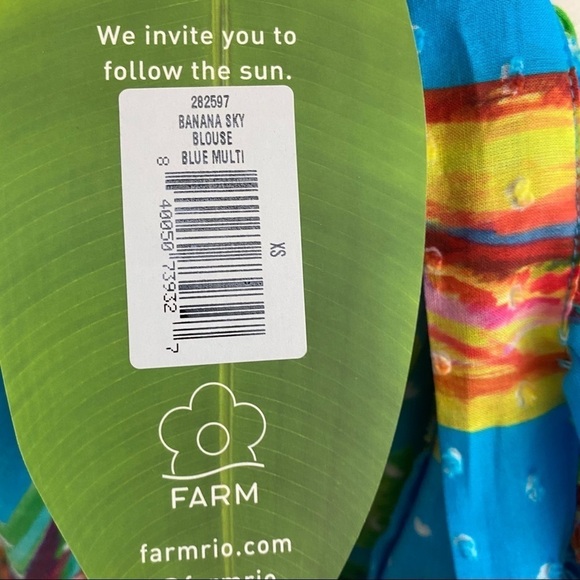 FARMRIO Banana Sky Blouse Blue Multi XS NWT - Picture 12 of 13